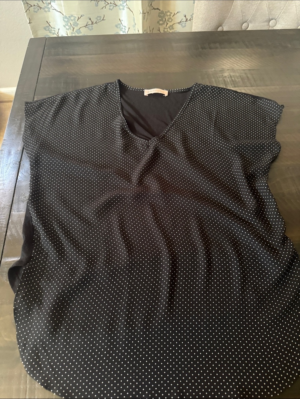Philosophy Black Top with White Polka Dots